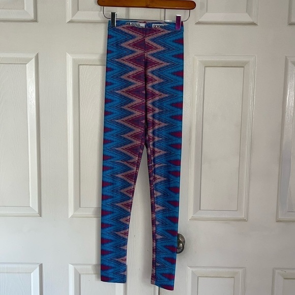 Goldsheep Teal And Pink Zig Zag Print Leggings - Picture 1 of 5